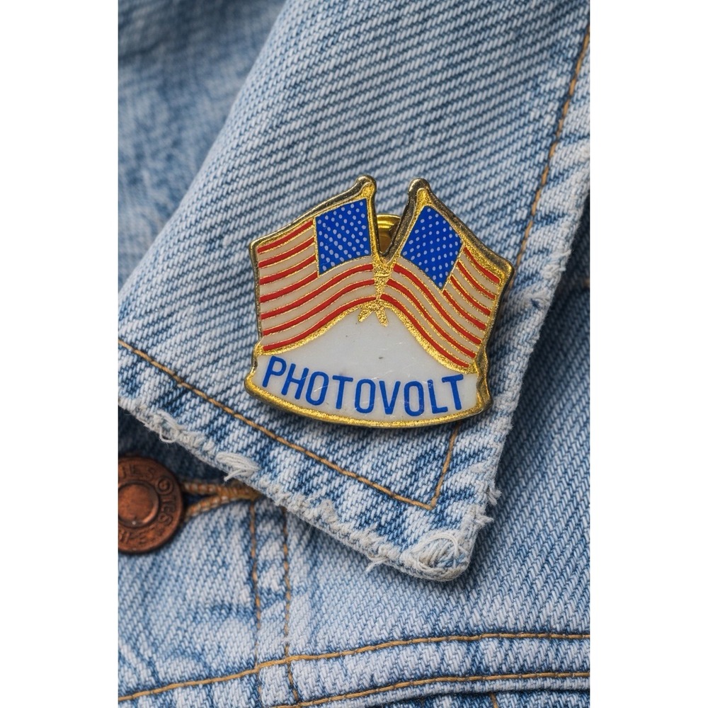 Photovolt Instruments Enamel Pin USA Flags Double Flag Corporate Lab Scientific‎